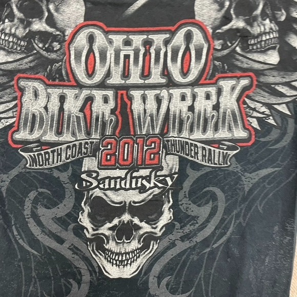 Ohio Bike Week shirt mens large Black 2000s Y2K Skull Wings Gothic Grunge - Picture 2 of 12